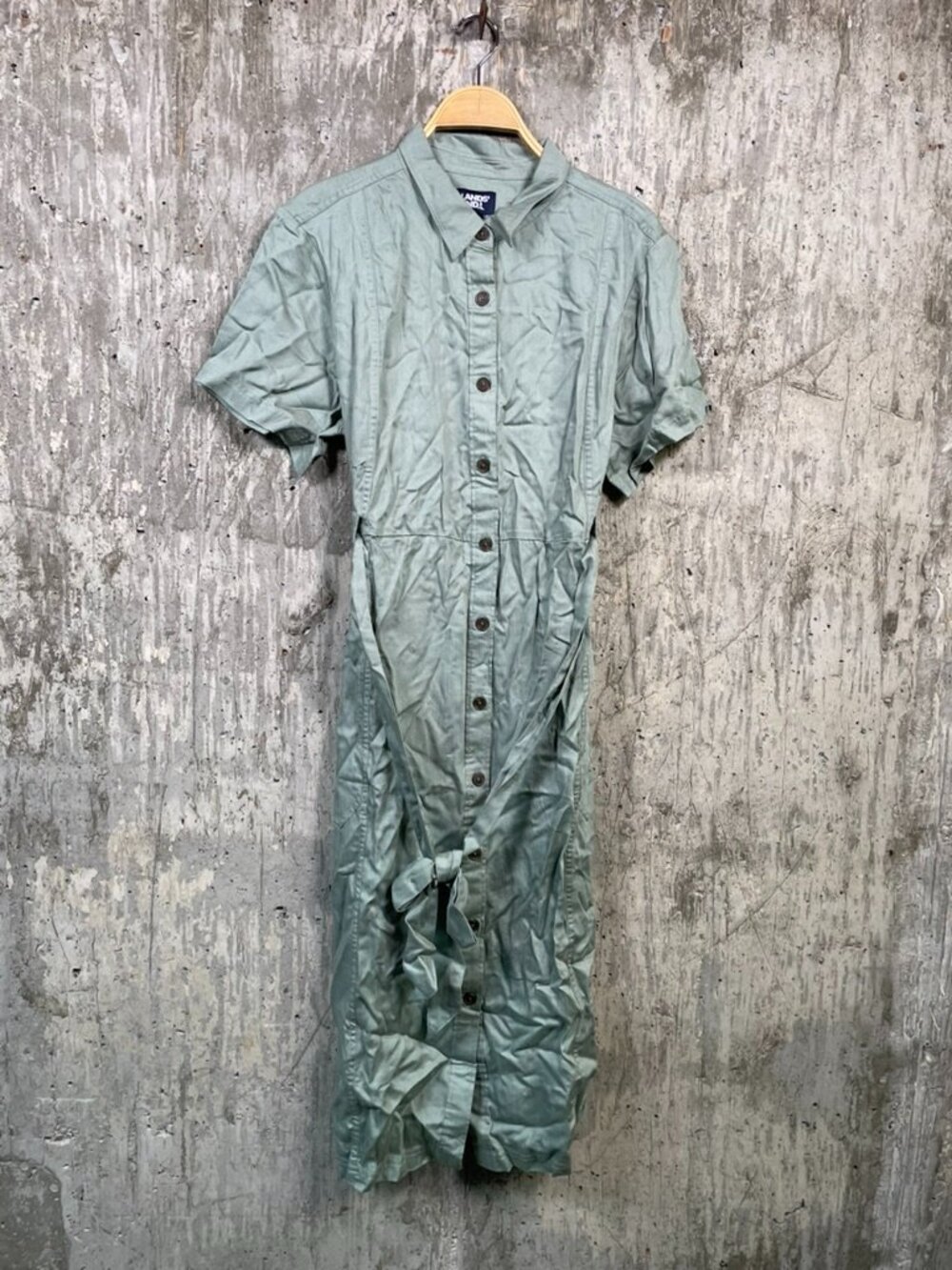 LANDS' END Women's Soft Lyocell Shirt Midi Dress Size L in Green